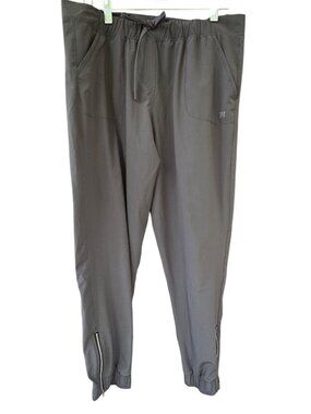 Albion Pants Medium Womens Jetsetters High Rise Zip Ankle Jogger Gray